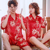 2019 satin silk pajamas shorts for men sleepwear male pajama set soft nightgown men pyjamas sleep couple pajamas floral print