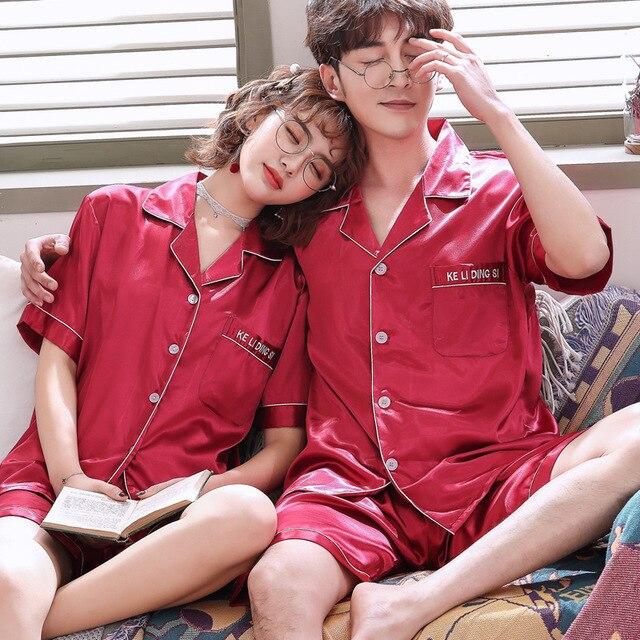 2019 satin silk pajamas shorts for men sleepwear male pajama set soft nightgown men pyjamas sleep couple pajamas floral print