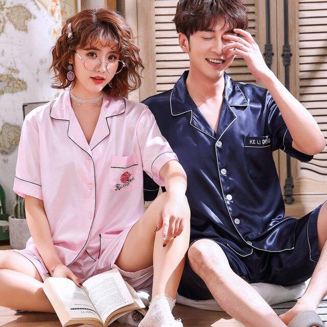 2019 satin silk pajamas shorts for men sleepwear male pajama set soft nightgown men pyjamas sleep couple pajamas floral print