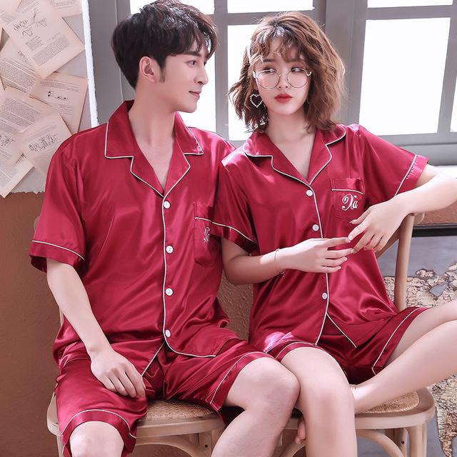 2019 satin silk pajamas shorts for men sleepwear male pajama set soft nightgown men pyjamas sleep couple pajamas floral print