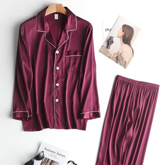 2019 pijama men pajamas set breathable soft silk homewear striped tops +pants nightgown pyjamas comfy men sleepwear set