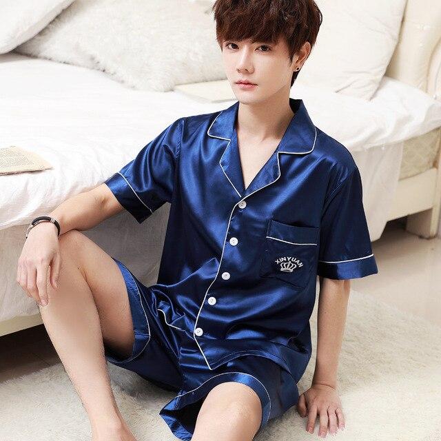 2019 pijamas pijama hombre men stain silk pajama set men pajamas silk sleepwear men modern style soft cozy satin nightgown men