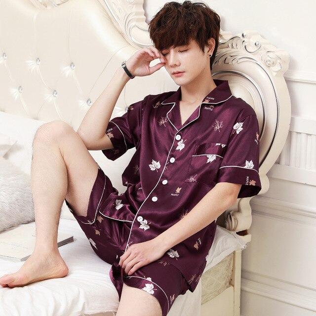 2019 pijamas pijama hombre men stain silk pajama set men pajamas silk sleepwear men modern style soft cozy satin nightgown men