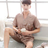 2019 summer satin silk pajamas shorts for men sleepwear male pajama set soft nightgown for men pyjamas sleep lounge big