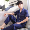 2019 summer satin silk pajamas shorts for men rayon silk sleepwear male pajama set soft nightgown for men pyjamas