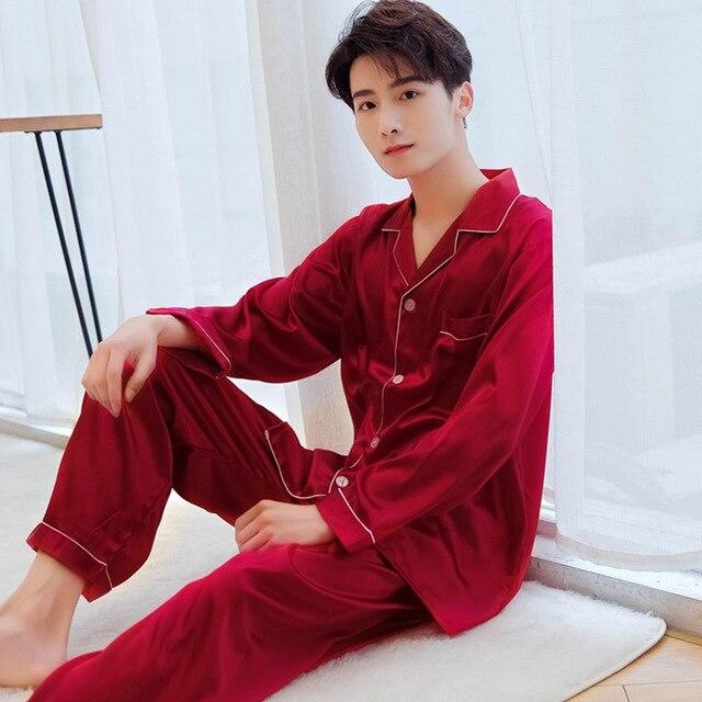 2019 summer satin silk pajamas shorts for men sleepwear male pajama set soft nightgown for men pyjamas sleep lounge big