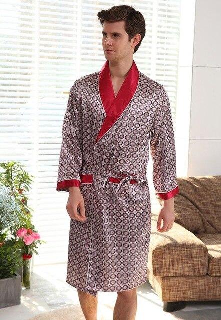Luxury Designer Men's Silk Kimono Robe Plus 5XL Long Sleeve Sleepwear Bathrobe Oversized Satin Nightgown Summer Home Clothing