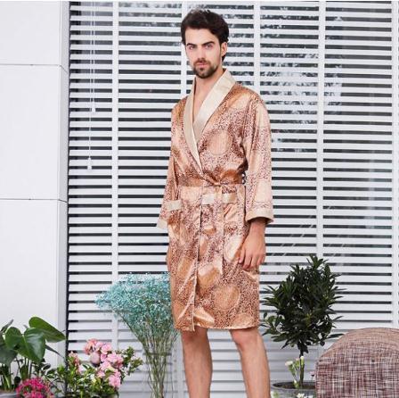 Luxury Designer Men's Silk Kimono Robe Plus 5XL Long Sleeve Sleepwear Bathrobe Oversized Satin Nightgown Summer Home Clothing