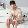2PCS Sexy Couples Silk Satin Robes Set for Women New Spring Long Sleeve Floral Print Nightgown Sleepwear Men Bathrobe Nightdress