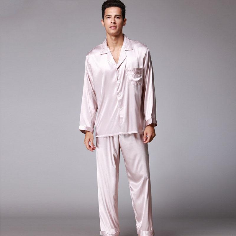 Men's Solid Color Silk Pajama Set Men Pajamas Silk Sleepwear Men Sexy Modern Style Soft Cozy Satin Nightgown Men Summer