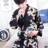 2019 men stain silk pajama set men pajamas silk sleepwear robe soft cozy satin nightgown men dragon print couple pajamas