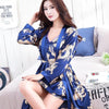 2019 men stain silk pajama set men pajamas silk sleepwear robe soft cozy satin nightgown men dragon print couple pajamas