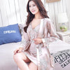 2019 men stain silk pajama set men pajamas silk sleepwear robe soft cozy satin nightgown men dragon print couple pajamas