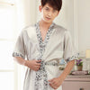 2019 men stain silk pajama set men pajamas silk sleepwear robe soft cozy satin nightgown men dragon print couple pajamas