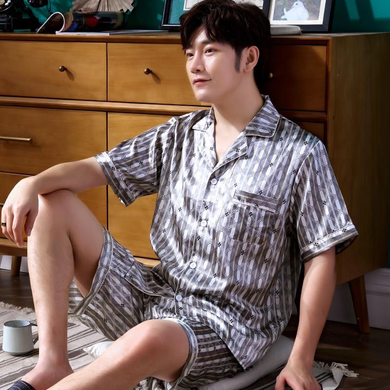 2019 satin silk pajamas long for men sleepwear male pajama set soft nightgown for men pyjamas sleep floral print pijama hombre