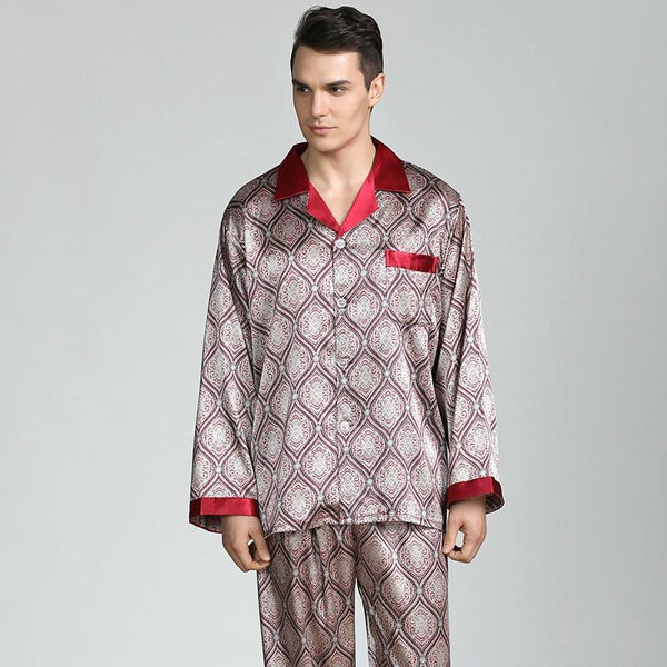 Men's Stain Silk Pajama Set Men Pajamas Silk Sleepwear Men Sexy Modern Style Soft Cozy Satin Nightgown Men Summer Plus Size 3XL