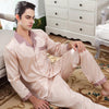 2019 New Satin Silk Pajamas For Men Long Sleeves Silk Sleepwear Summer Male Pajama Set Soft Nightgown For Men Pyjamas