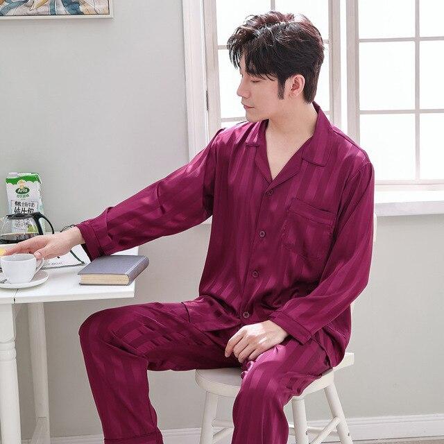 2019 summer satin silk pajamas long for men sleepwear male pajama set soft nightgown for men pyjamas sleep lounge big