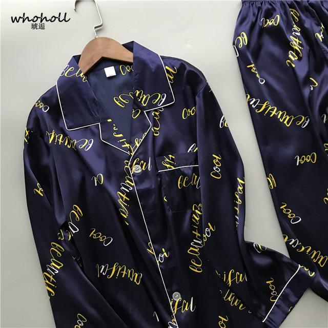 Whoholl 2019 New Satin Silk Pajamas Shorts for Men Rayon Silk Sleepwear Male Pajama Set Soft Nightgown for Men Pyjamas