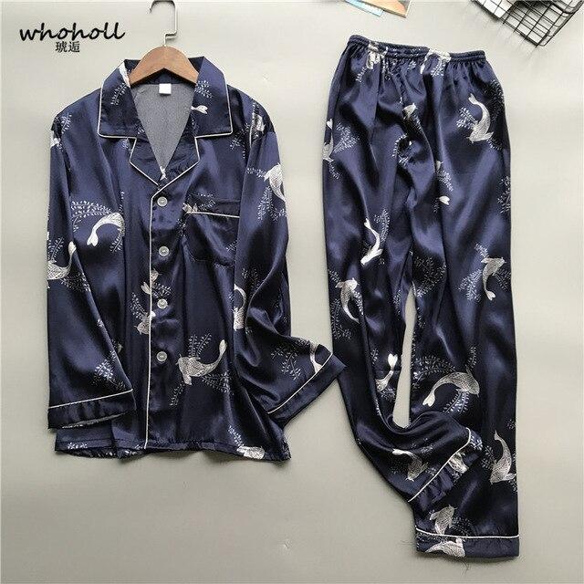 Whoholl 2019 New Satin Silk Pajamas Shorts for Men Rayon Silk Sleepwear Male Pajama Set Soft Nightgown for Men Pyjamas
