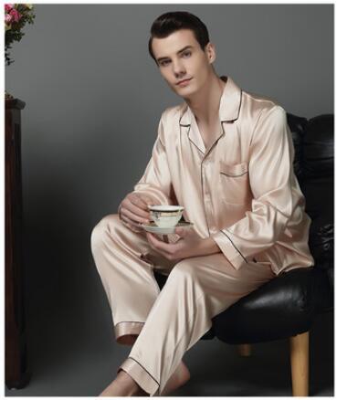 Luxury Spring Mens Silk Pajama Set Pajamas Men Sleepwear Modern Style Silk Nightgown Home Male Satin Soft Cozy For Sleeping
