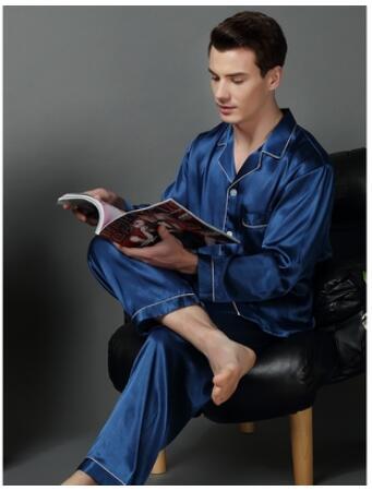 Luxury Spring Mens Silk Pajama Set Pajamas Men Sleepwear Modern Style Silk Nightgown Home Male Satin Soft Cozy For Sleeping