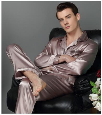 Luxury Spring Mens Silk Pajama Set Pajamas Men Sleepwear Modern Style Silk Nightgown Home Male Satin Soft Cozy For Sleeping