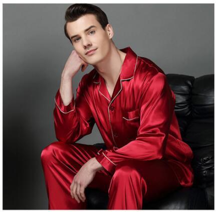 Luxury Spring Mens Silk Pajama Set Pajamas Men Sleepwear Modern Style Silk Nightgown Home Male Satin Soft Cozy For Sleeping
