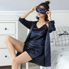 2PCS Sexy Couples Silk Satin Robe Set for Women 2019 Spring Long Sleeve Nightgown Sleepwear Men Bathrobe Femme Lovers Nightdress