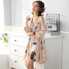 2PCS Sexy Couples Silk Satin Robe Set for Women 2019 Spring Long Sleeve Nightgown Sleepwear Men Bathrobe Femme Lovers Nightdress