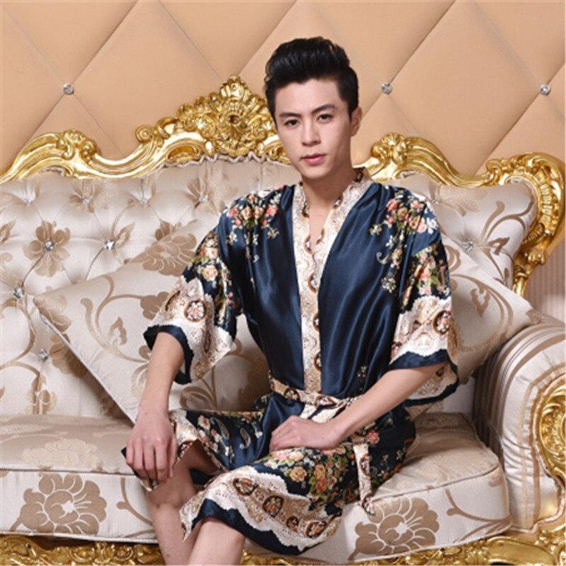 2019 pijama hombre satin sleepwear for men casual silk pajamas set comfortable sleepwear pyjamas set nightgown bathrobe