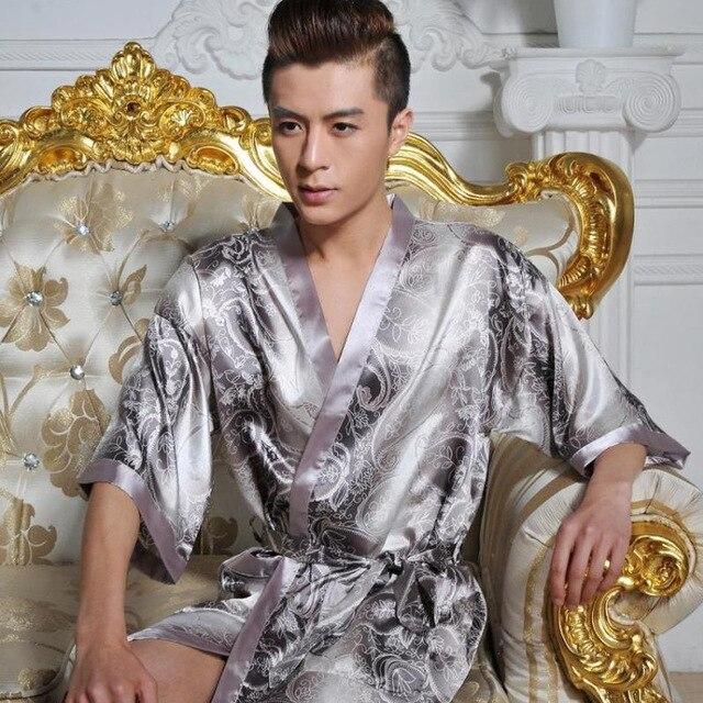 2019 pijama hombre satin sleepwear for men casual silk pajamas set comfortable sleepwear pyjamas set nightgown bathrobe