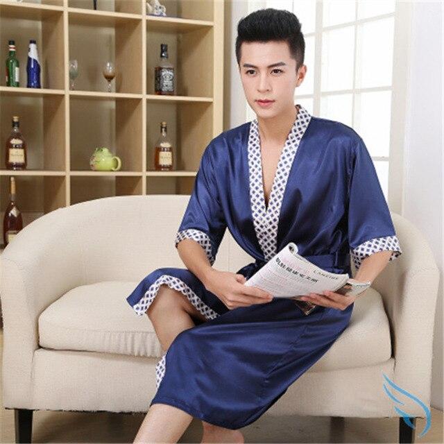 2019 pijama hombre satin sleepwear for men casual silk pajamas set comfortable sleepwear pyjamas set nightgown bathrobe