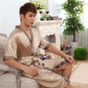 2019 pijama hombre satin sleepwear for men casual silk pajamas set comfortable sleepwear pyjamas set nightgown bathrobe
