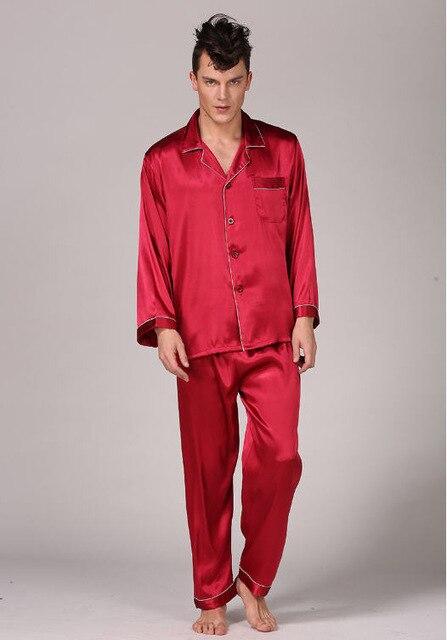 Men's Stain Silk Pajama Set Men Pajamas Silk Sleepwear Long Sleeves Home Clothing Pijamas Soft Cozy Satin Nightgown Spring