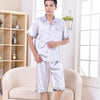 2019 men pyjama set solid silk men pajama suit short sleeve satin pajama man sleepwear pajamas male nightgown turn down collar