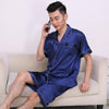 2019 men pyjama set solid silk men pajama suit short sleeve satin pajama man sleepwear pajamas male nightgown turn down collar