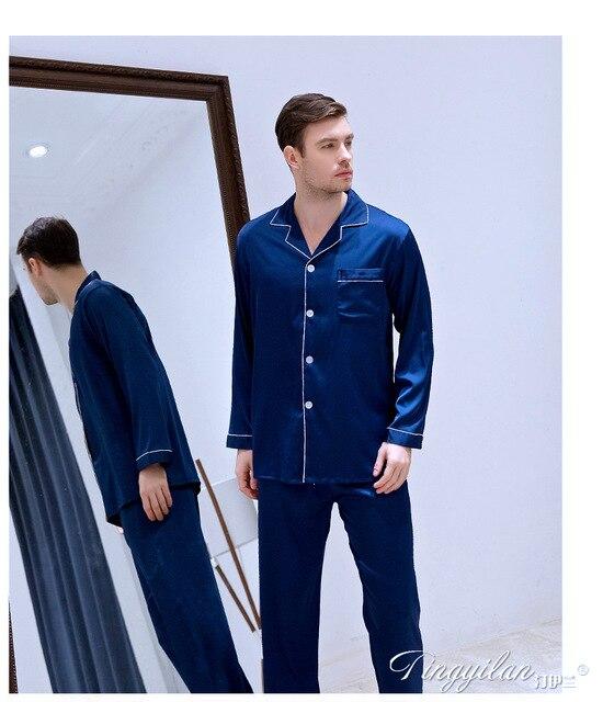 Men's Homewear Thin Ice Silk Long Sleeves Suit Home Clothes Modern Style Silk Nightgown Plus Size Satin Pajamas Silk Spring J007
