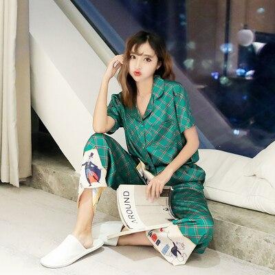 2019 mens stain silk pajama set pajamas men sleepwear modern style silk nightgown home male satin couple pajamas floral print