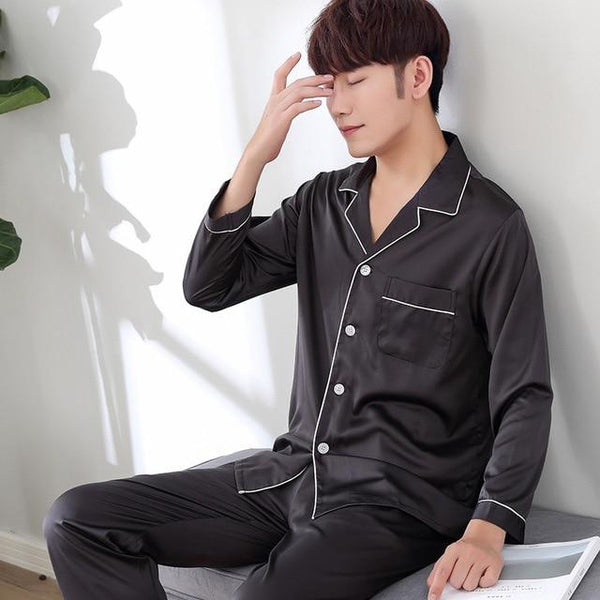 Satin Silk Pajamas Shorts For Men Summer Sleepwear Male Pajama Set Soft Nightgown For Men Pyjamas Sleep Lounge Big Size M-2XL