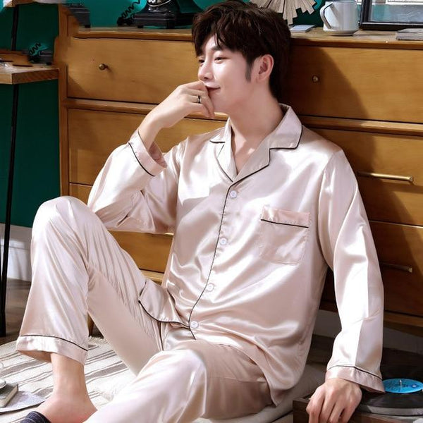 Satin Silk Pajamas Shorts For Men Summer Sleepwear Male Pajama Set Soft Nightgown For Men Pyjamas Sleep Lounge Big Size M-2XL