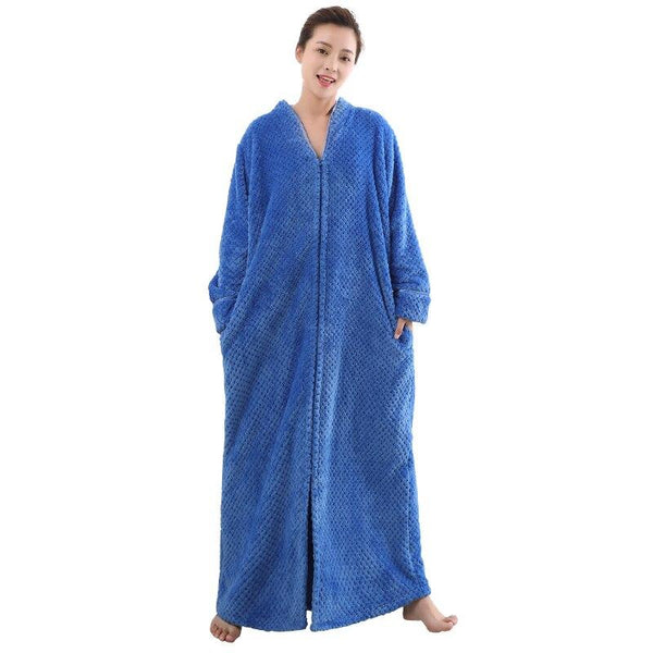 women dress red Winter Flannel Sexy Women  plus size long sleeve thick Pregnant  long Sleepwear Bathrobe men loose nightgown