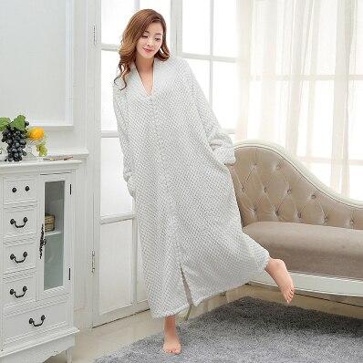 women dress red Winter Flannel Sexy Women  plus size long sleeve thick Pregnant  long Sleepwear Bathrobe men loose nightgown