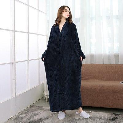 Winter Flannel Sexy Women Robes plus size long sleeve thick Pregnant woman long Sleepwear Female Bathrobe men loose nightgown