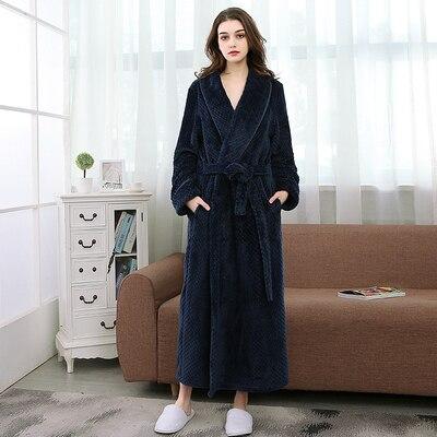 XL Free shipping Winter Flannel Sexy Women Robes plus size long sleeve warm long Sleepwear Female Bathrobe men Clothes nightgown