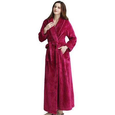 XL Free shipping Winter Flannel Sexy Women Robes plus size long sleeve warm long Sleepwear Female Bathrobe men Clothes nightgown