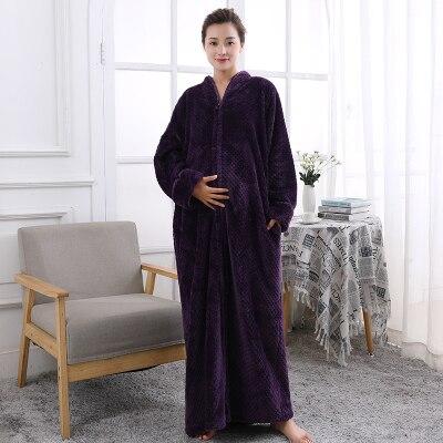 XL snow Winter Flannel Sexy Women Robes plus size long sleeve thick Pregnant woman long Sleepwear Bathrobe men loose nightgown