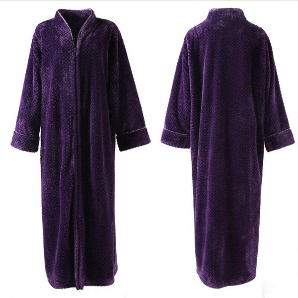 Winter Flannel Sexy Women Robes plus size long sleeve warm Pregnant woman long Sleepwear Female Bathrobe men Clothes nightgown