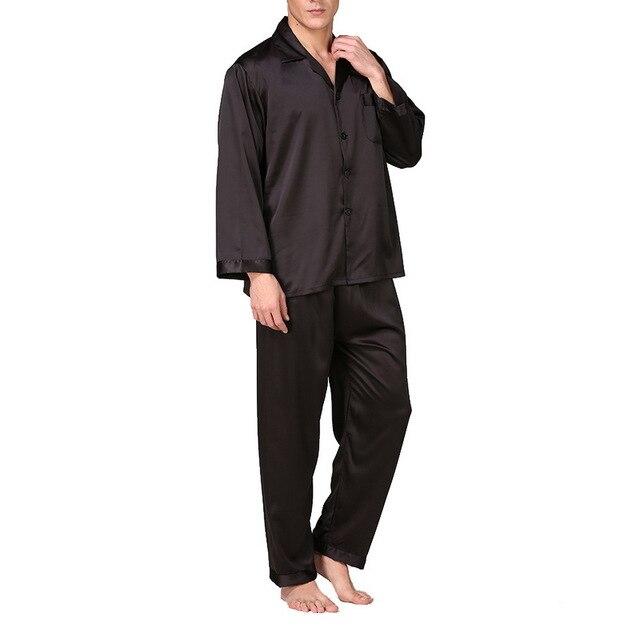 Laamei Pijama Hombre Men's Classic Pajamas Sleepwear Pajama Set Nightgown Men's Silk Solid Color Home Service