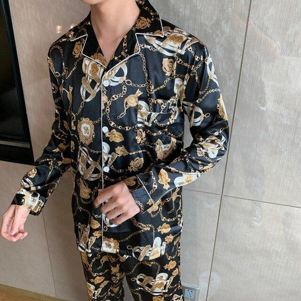 Loose Designer Men/Women Silk Satin Couple Pajamas Sets Sleepwear Sets Unisex Male Soft Oversized Luxury Nightgown Home Clothing